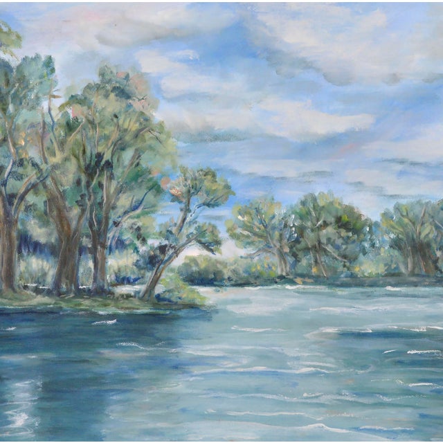 Contemporary Blue Lake in Summer Landscape by Frederico Domondon For Sale - Image 3 of 5