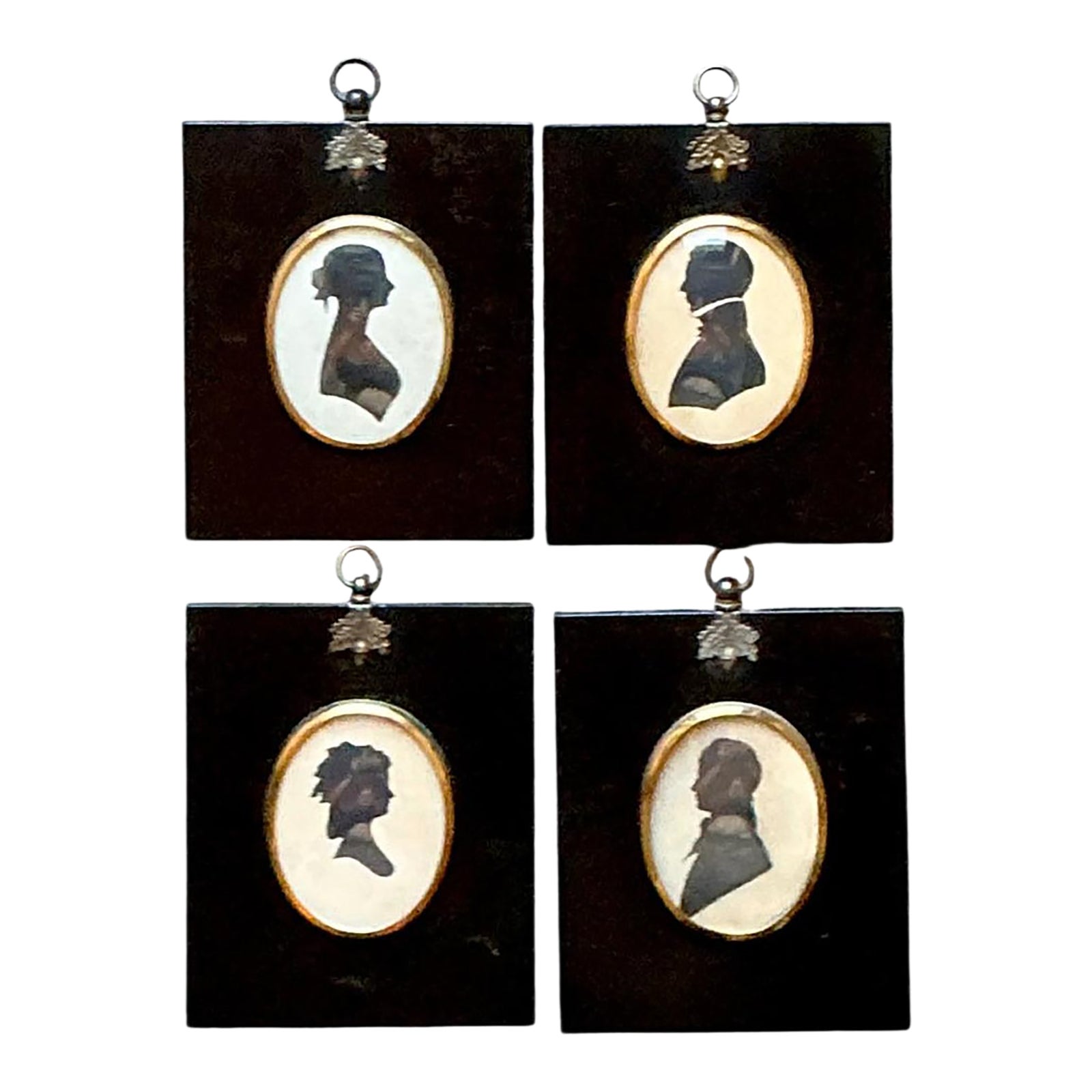 Vintage Silhouette Portraits in Black Frames - Set of 4 | Chairish