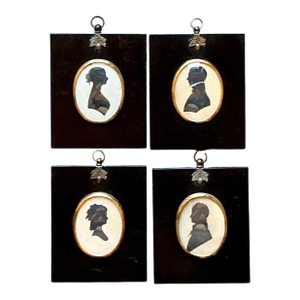 Vintage Silhouette Portraits in Black Frames - Set of 4