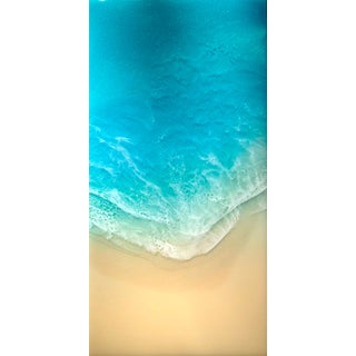 White Sand Beach #32 by Ana Hefco | Layered resin on wood panel Abstract depiction of ocean waves and sand. For Sale