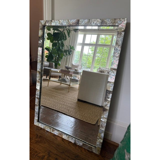 Made Goods Sidney Mirror in Silver Mop Shell 26" X 38" For Sale - Image 10 of 17