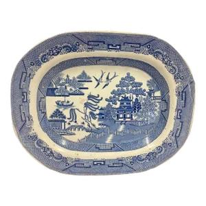 Antique Blue Willow Serving Platter Made in Staffordshire, England - Circa 19th Century