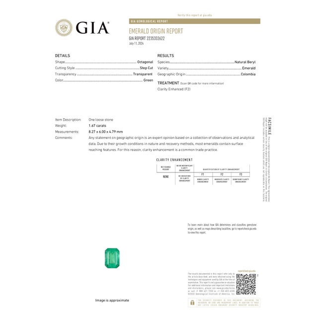 Gia Certified Colombian Emerald Cut Emerald Ring with Earth Mined Diamonds in Solid 14k Yellow Gold Size 6.75 For Sale - Image 9 of 9
