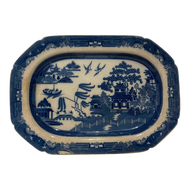 1700s Blue Willow Pearlware Platter For Sale