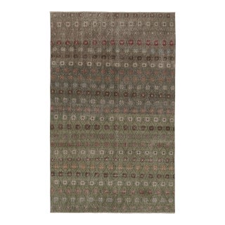 Vintage Distressed Rug, Earthy Floral Geometric Patterns - Rug & Kilim For Sale