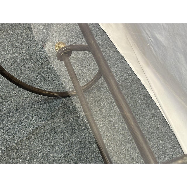 Vintage Scroll Wrought Iron and Brass Square Coffee Table With Beveled Glass Top For Sale - Image 18 of 18