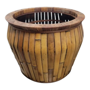 Oversized Real Bamboo Coastal Regency Planter Artificial Flower Plant Tree Pot.