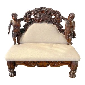 18th Century Italian Baroque Figural Bench/ Settee