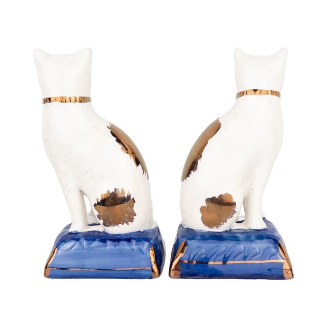 Staffordshire 19th Century English Staffordshire Pottery Cat Pair For Sale - Image 4 of 10