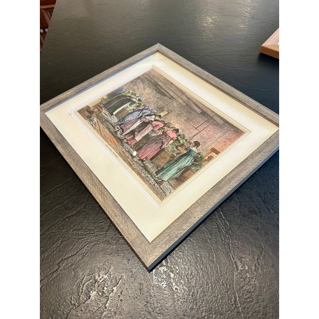 Nautical 1875 Oyster Shucking, Framed For Sale - Image 3 of 6