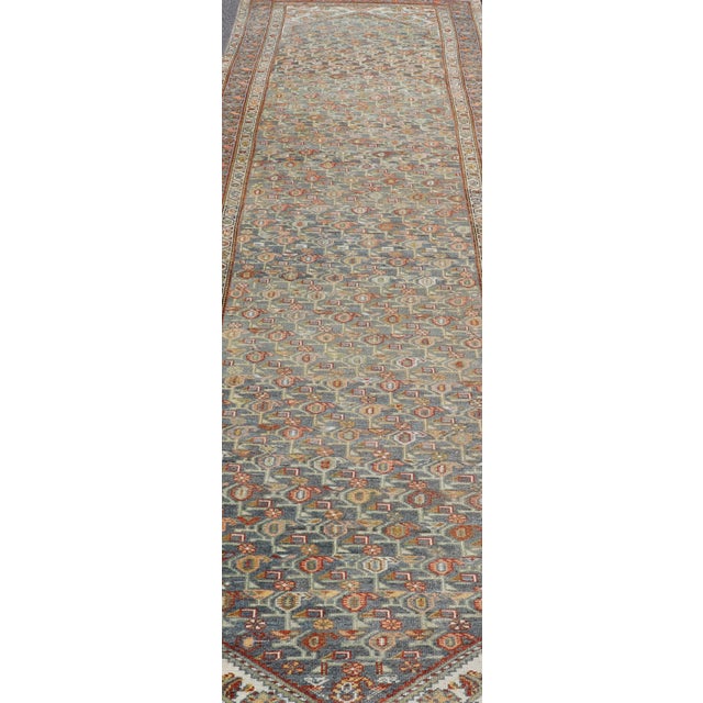 Tribal Antique Persian Gallery Kurdish Runner With All-Over Floral Design 4'1" X 17'2" For Sale - Image 3 of 13