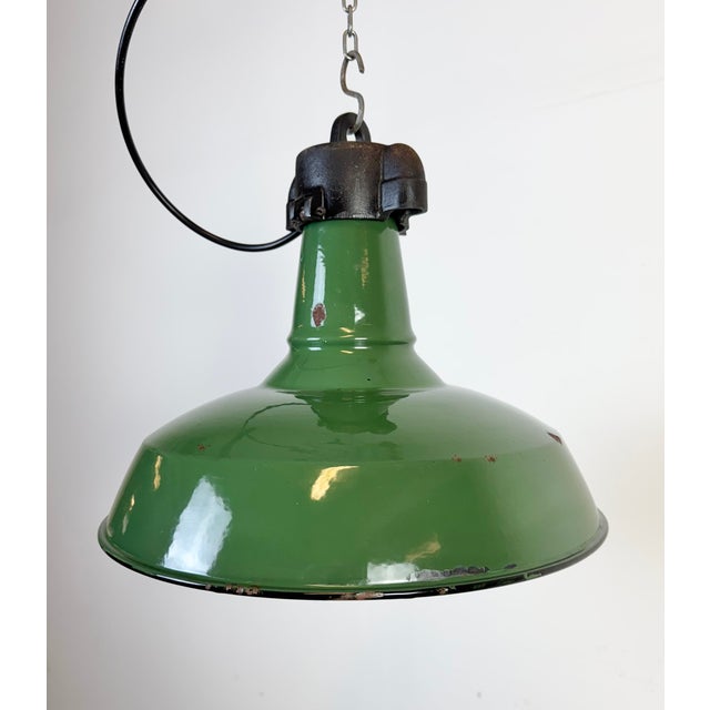 1960s Industrial Green Enamel Factory Pendant Lamp, 1960s For Sale - Image 5 of 18