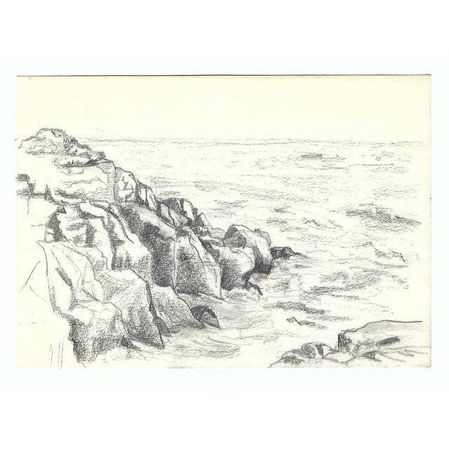 Drawing on paper by Robert Henry Angeloch (1922-2011). Estate stamp on the back. This could be Long Island near his home,...