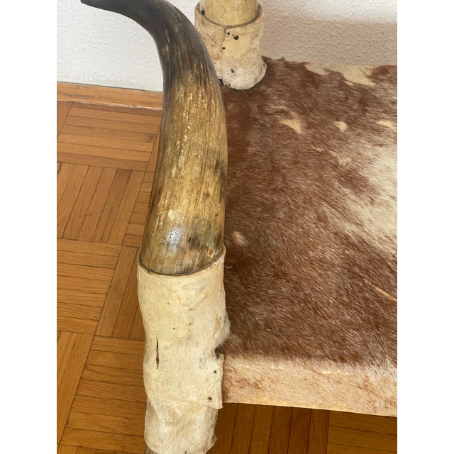 Tan Mid 20th Century Texas Horn Cowhide Low Chair For Sale - Image 8 of 8