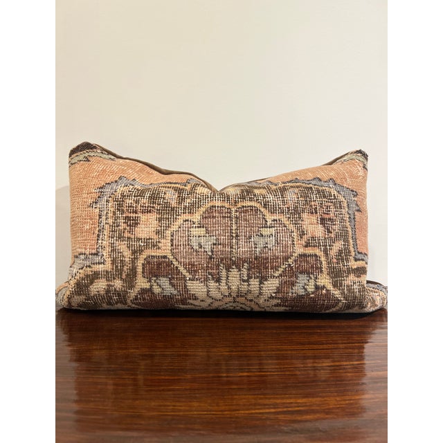 Pair of Pillow Made from Antique Rug With Velvet Backing For Sale - Image 9 of 11