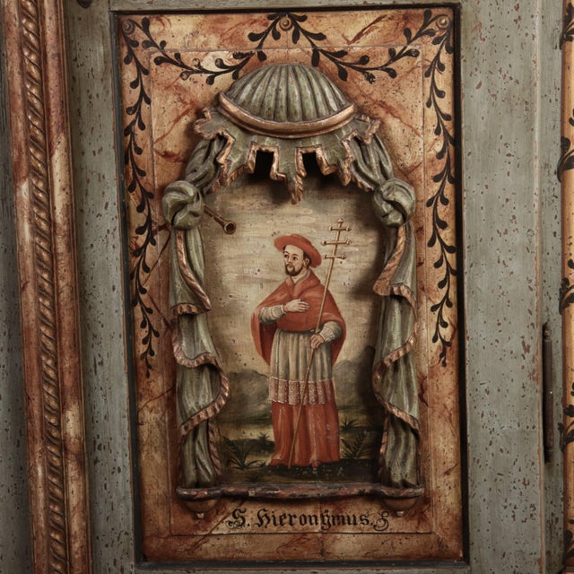 Antique Chamfered Baroque Votive Wood Cabinet, 1850 For Sale - Image 6 of 18