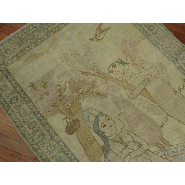 Mid 20th Century Antique Persian Pictorial Rug - 3'11" x 5'5" For Sale - Image 5 of 6
