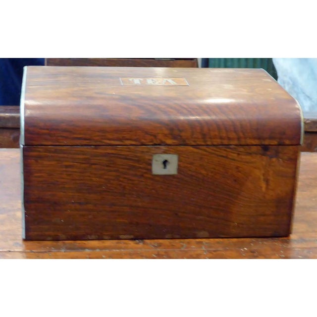 Brass 19th Century English Traditional Rosewood Tea Box With Brass Inlay For Sale - Image 8 of 8