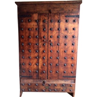 Antique 17th C. Dutch Armoire with Iron Metalwork For Sale