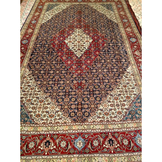 Antique Persian Tabriz Area Rug. Hand-Knotted Wool, Herati Geometric Pattern, Navy & Red, 6x10 For Sale - Image 9 of 16