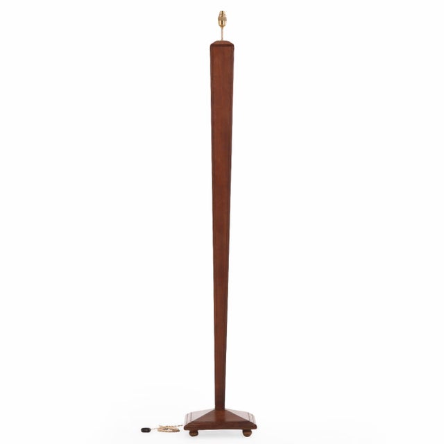 French Oak Floor Lamp in Angular Form, C. 1940. For Sale - Image 4 of 6