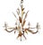 Vintage Gilt Wheat Sheaf Chandelier with White Floral Details, France, 1960s For Sale