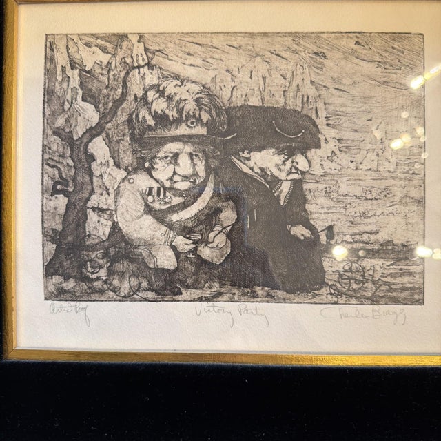 Charles Bragg  Victory Party Original Signed Artist Proof Etching Beautifully Custom Framed From the Private collection...