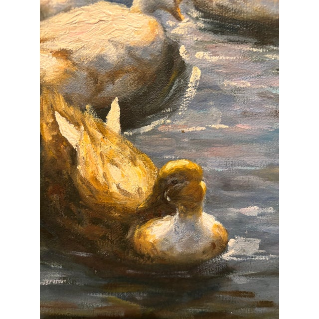 Paint Charming Vintage Signed “Francis” Duck Pond Painting on Artist Board – Original Waterfowl Art For Sale - Image 7 of 8