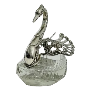 Silver & Crystal Swan Basket by Albert Bodemer, Germany