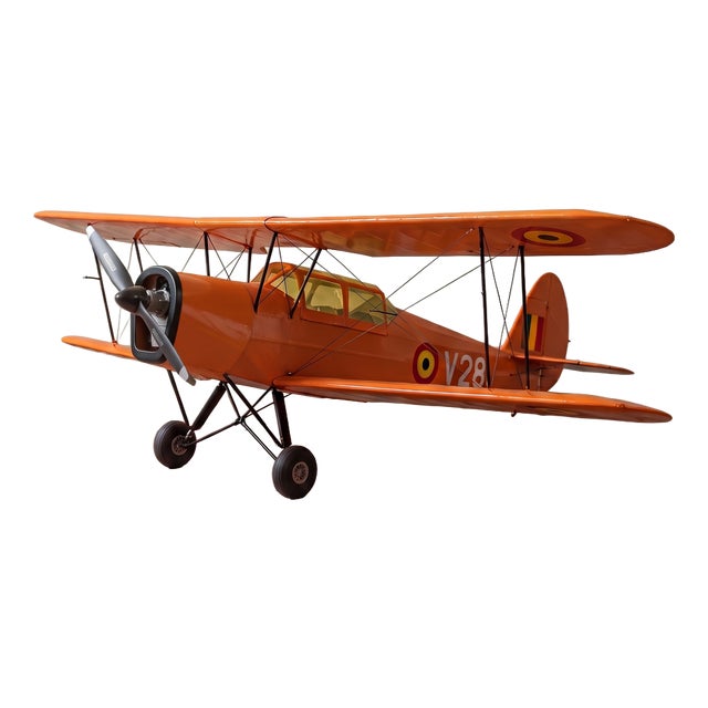 Large Vintage Stampe SV.4 Biplane Airplane Model, 1980s For Sale