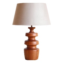 Wooden Table Lamp in Pine Wood by Lystella Sweden, 1960s For Sale