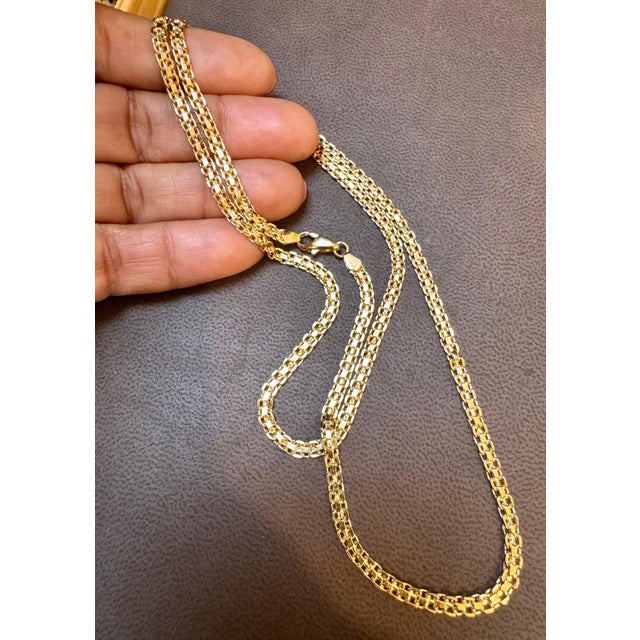 14k Solid Yellow Gold Handmade 3.4 mm Anchor Mariner Link Necklace, 24"L , 15.8G For Sale - Image 17 of 18