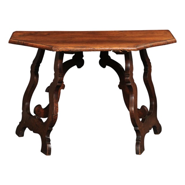 18th C. Italian Lyre-Leg Demi Side Table For Sale