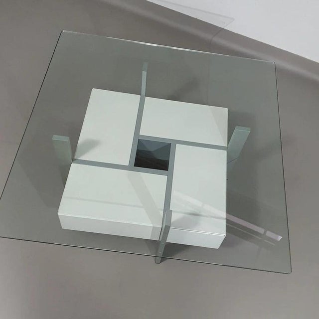 Minimalistic Coffee Table with Drawers and Glass Top, 1980s For Sale - Image 9 of 12