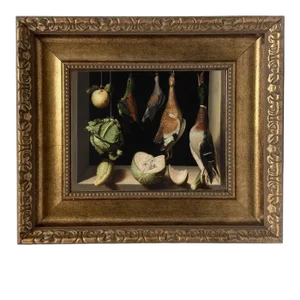 "Still Life with Game Fowl" After Juan Sanchez Cotan, Contemporary Reproduction Print on Canvas, Framed, 8 x 10