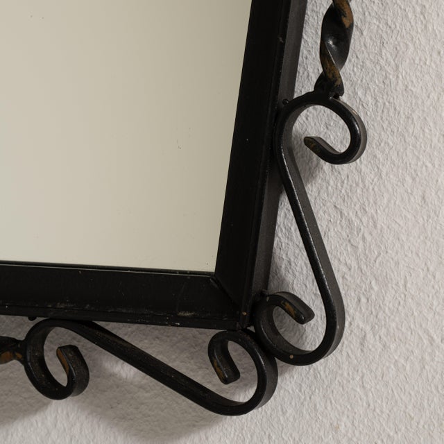 Wrought Iron Wall Mirror, Antique, France, Circa 1970 For Sale In Greensboro - Image 6 of 8