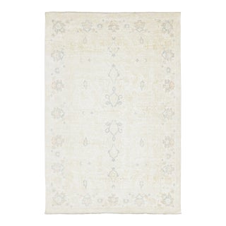 Contemporary Block Print Floral Natural Silk Runner by Rug & Kilim, India For Sale