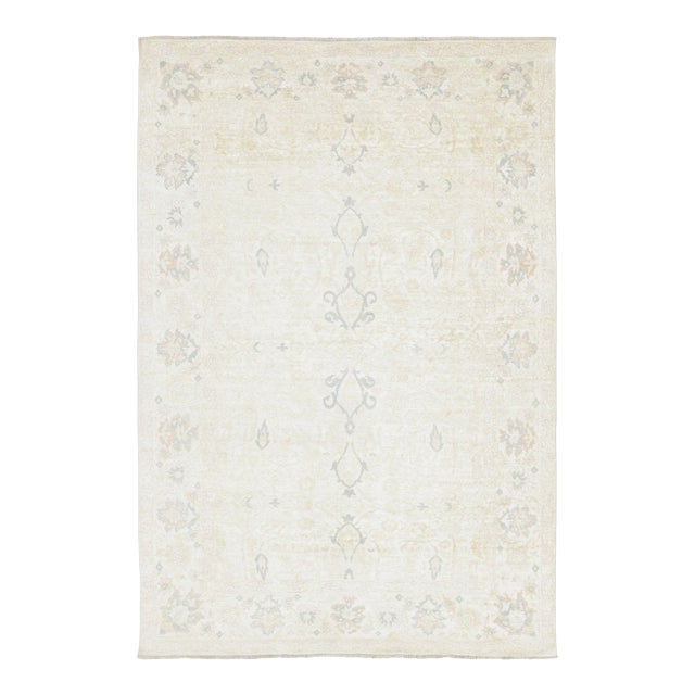 Contemporary Block Print Floral Natural Silk Runner by Rug & Kilim, India For Sale