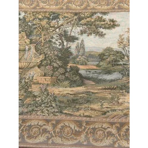 Vintage French Jacquard Tapestry with Fountain Motif, 1980s For Sale - Image 3 of 18