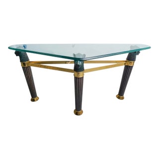 1980’s Art Deco Style Bronze and Brass Panther Head Accent Table, Made in Italy For Sale