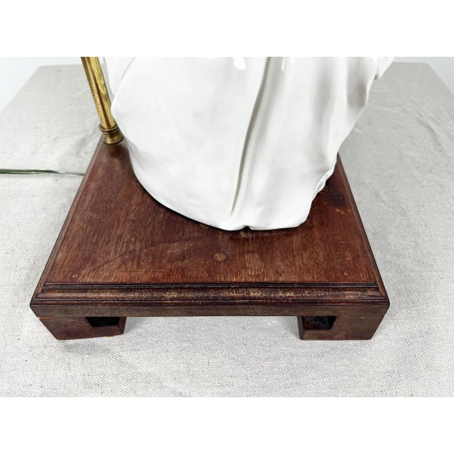 White Large Scale Vintage Blanc De Chine Guanyin Lamp For Sale - Image 8 of 12