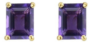 Amethyst Emerald Cut Studs, 2 Pieces