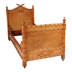 Aesthetic Movement Faux Bamboo and Birdseye Maple Bed