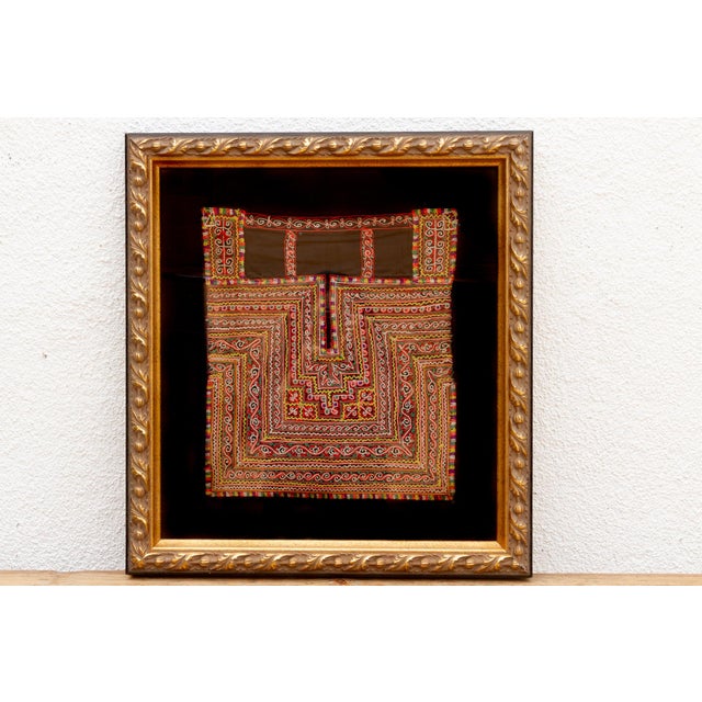 Ornate Framed Hmong Ethnic Textile Panel For Sale - Image 4 of 11