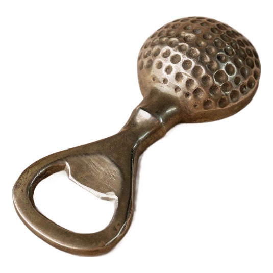 Mid-Century Golf Ball Bottle Opener in Brass, Italy, 1960s For Sale