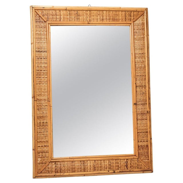 Wood Bamboo and Cane Mirror, 1970s For Sale - Image 7 of 7