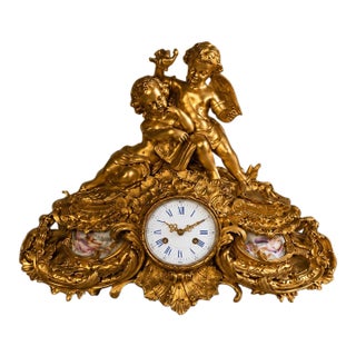 1860s Japy Frères Louis XVI Gilt Bronze Clock For Sale