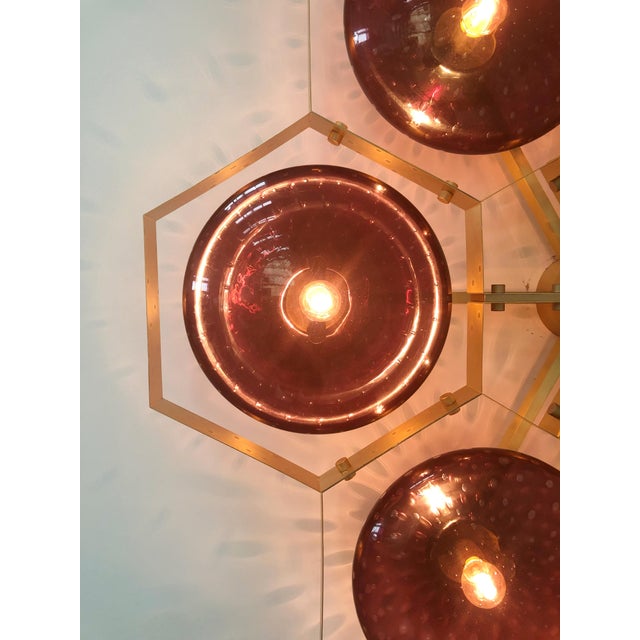 21st Century Hive Satin Brass Amethyst Bubbles Murano Flush Mount by Fabio LTD For Sale - Image 9 of 9