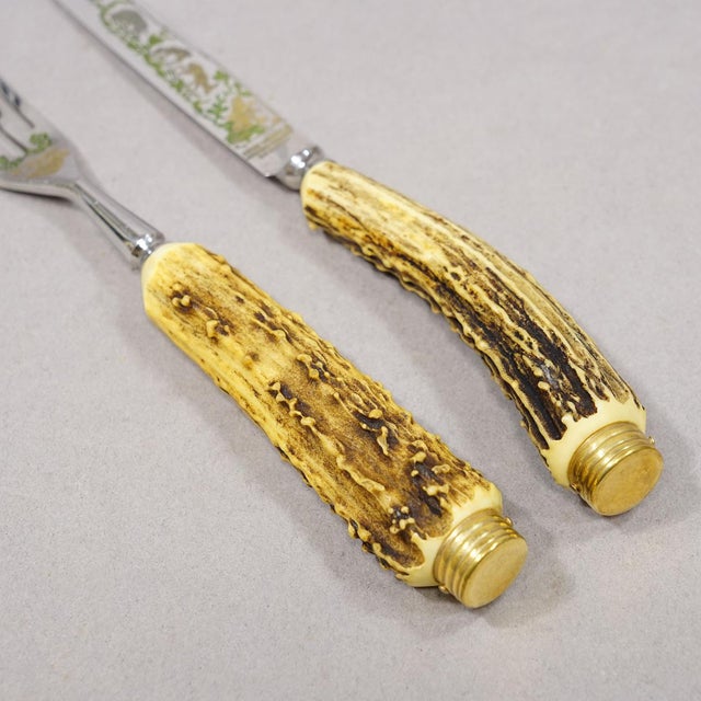 Rustic European Vintage Stainless Steel and Horn Cutlery Set 'Othello' by Anton Wingen, 1950s For Sale - Image 3 of 8