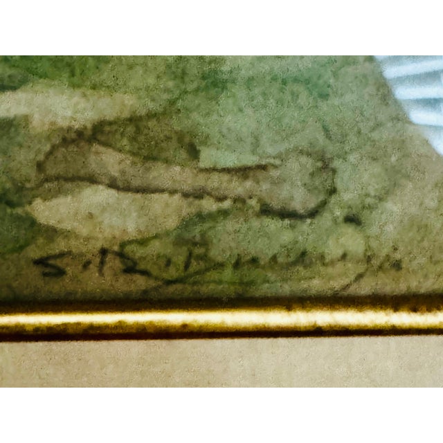 Evoking the timeless charm of the French countryside, this 1908 original watercolor captures a peaceful moment in "La...